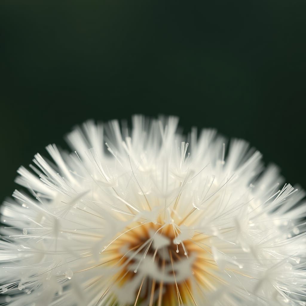 Dandelion Stalk Crafted from Milk: Hyperrealistic Macro Phot...