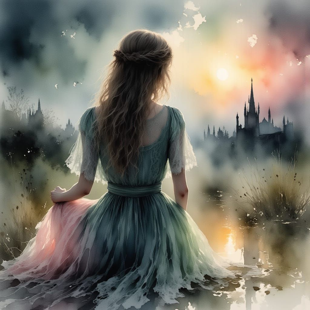 Melancholic Desolation: Watercolour Art of Sorrow