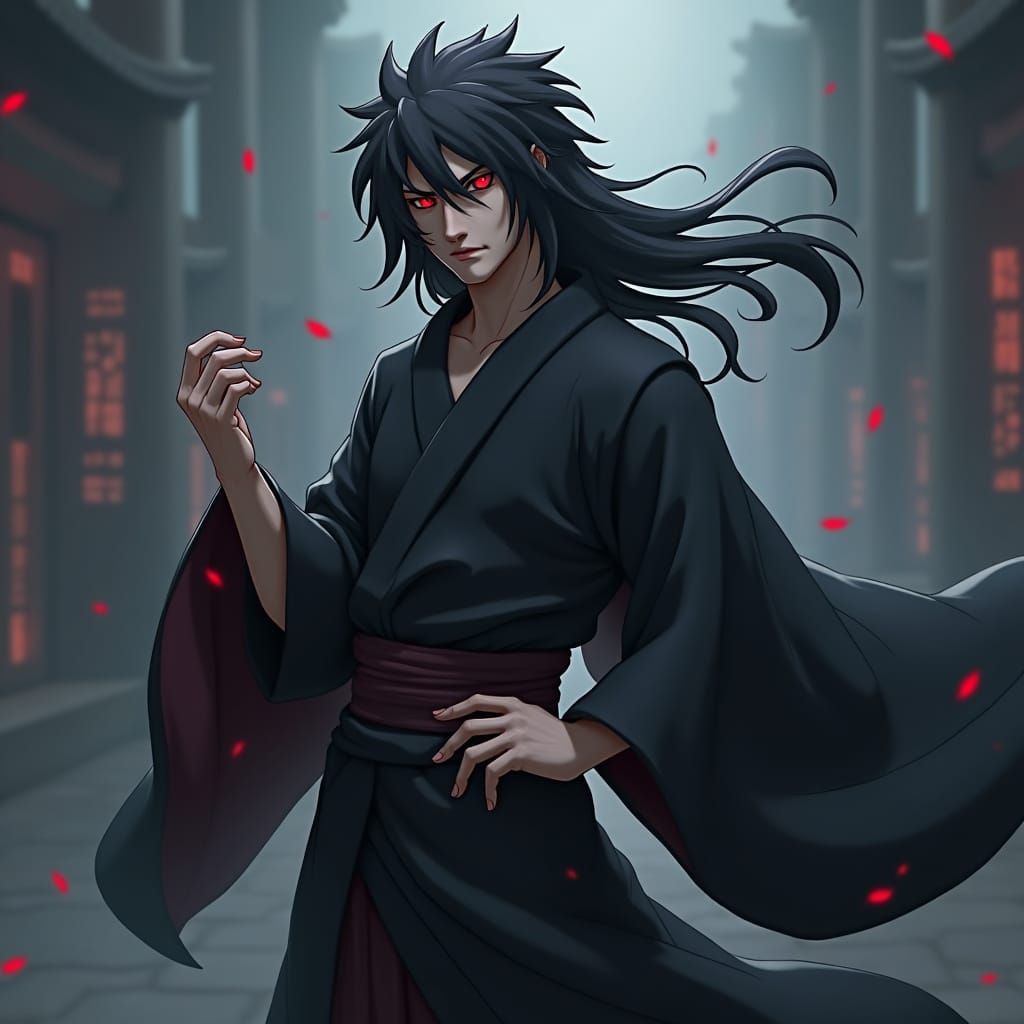 Madara Uchiha in Shimmering Robes: Anime Concept Art