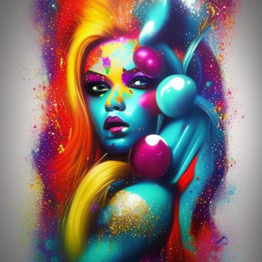 Colorful Polychromatic Graffiti Art with Splash Effects