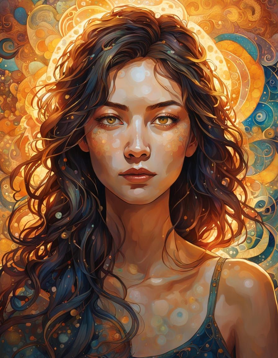 Vibrant Woman Illuminated by Dawn's Golden Light