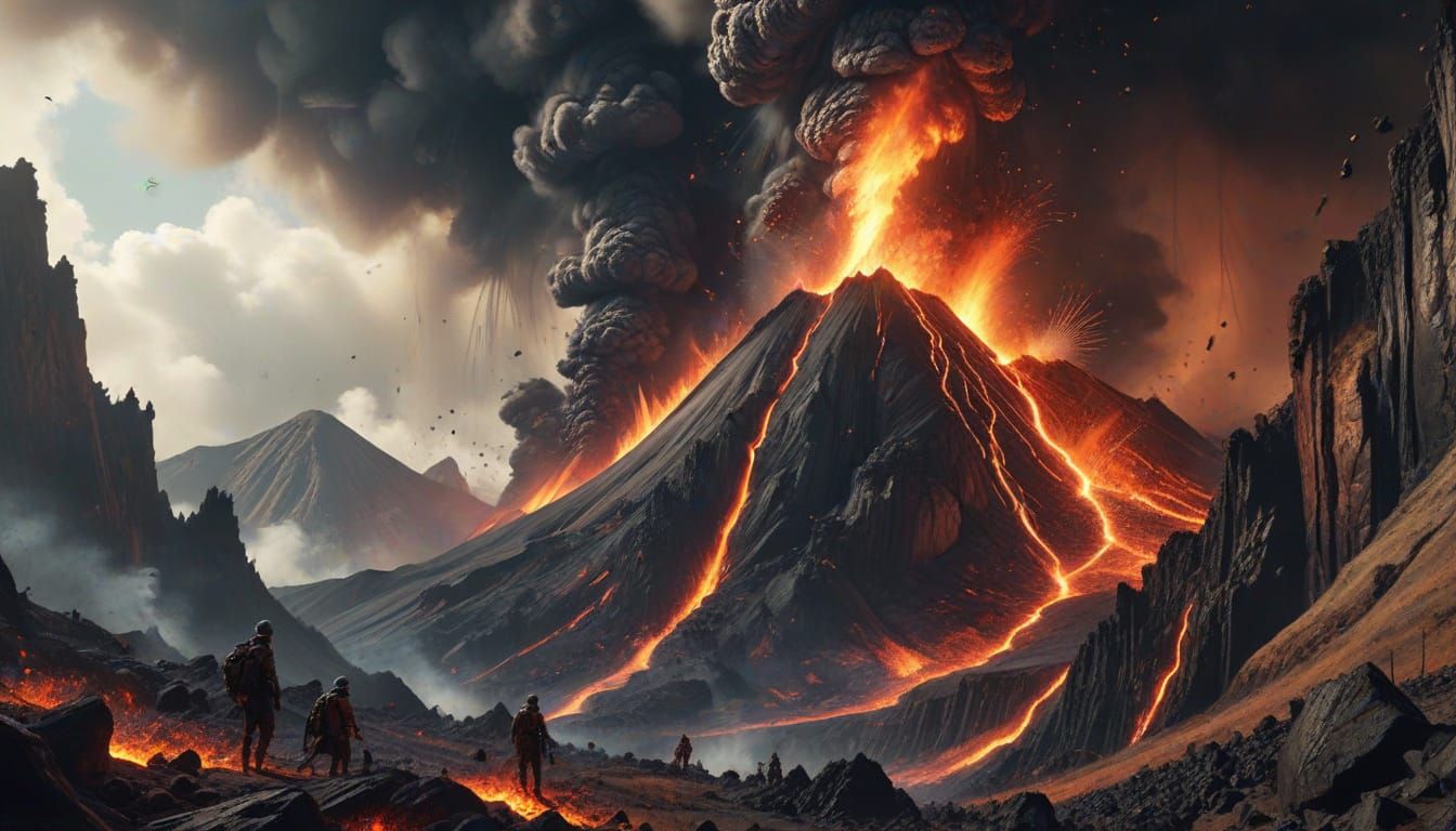 Volcanic Eruption in Manga Scan Style