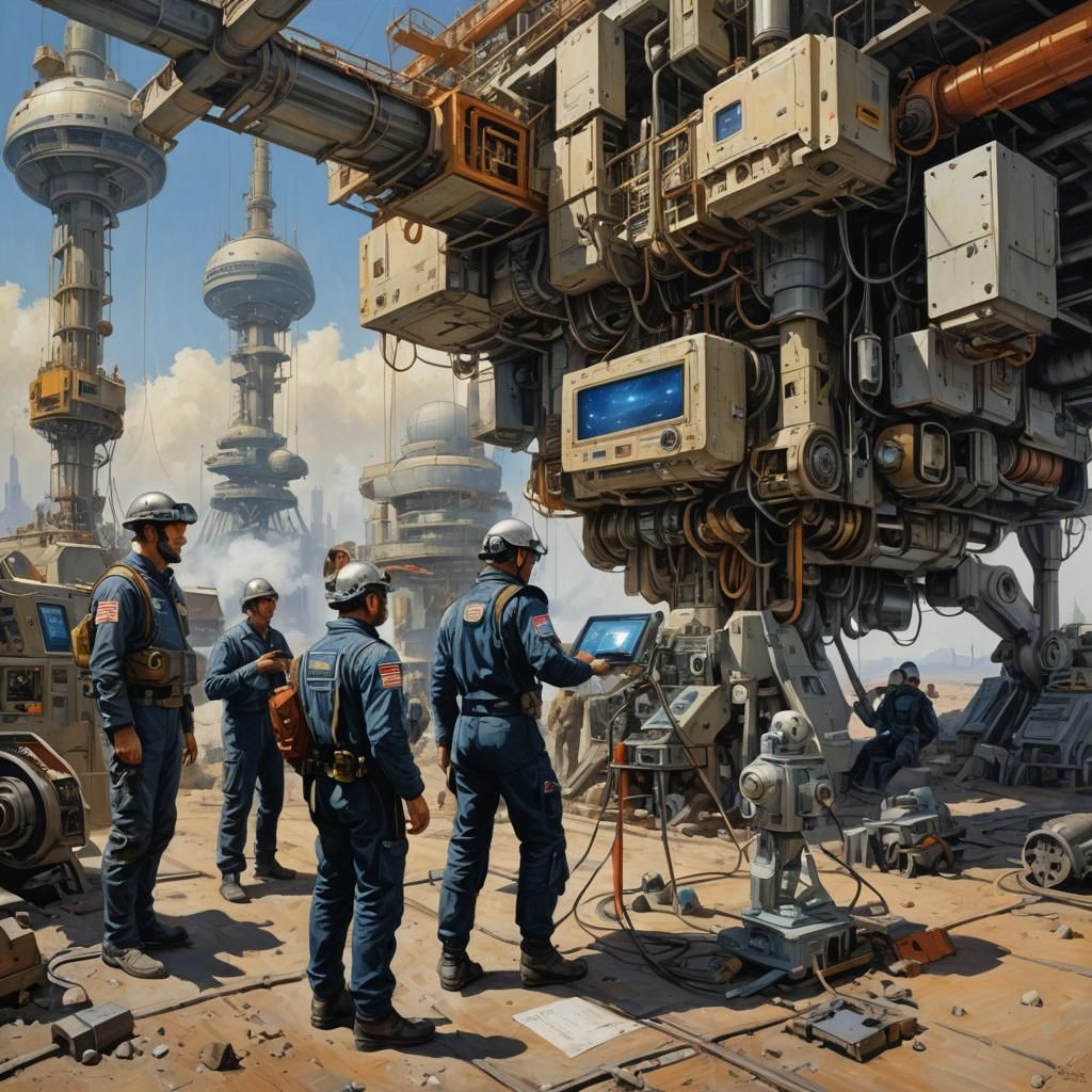 Futuristic Cityscape in Oil Painting Style