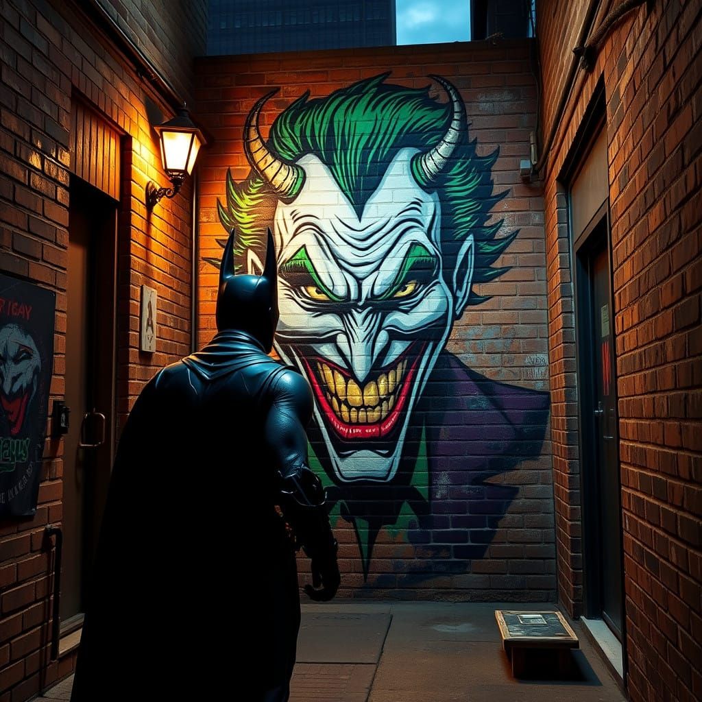Batman Stands Vigilant in Gotham City Alleyway