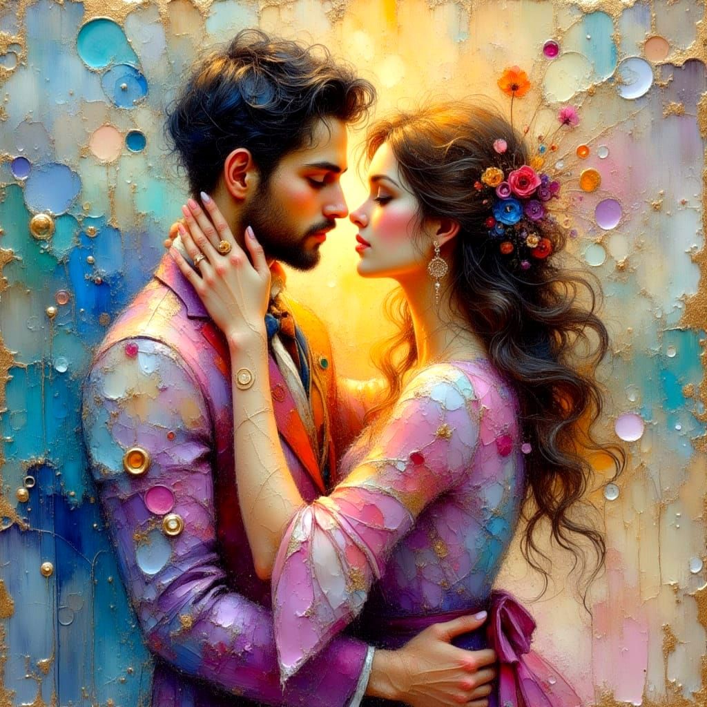 Love's Devotion in Vibrant Oil Painting