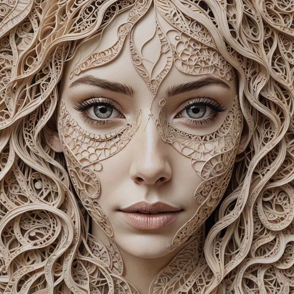 3D Zentangle Portrait of a Woman
