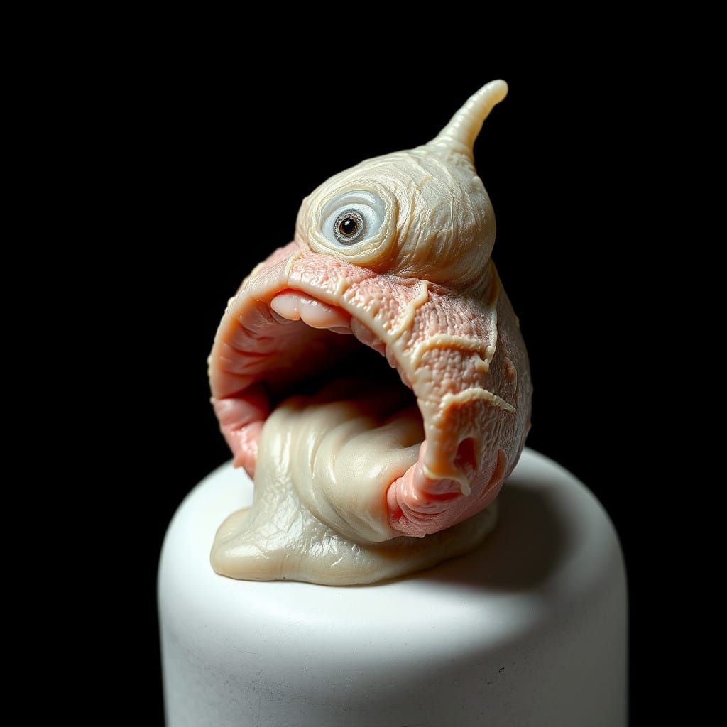 Hyper-Realistic Booger Sculpture in Cyberpunk Style