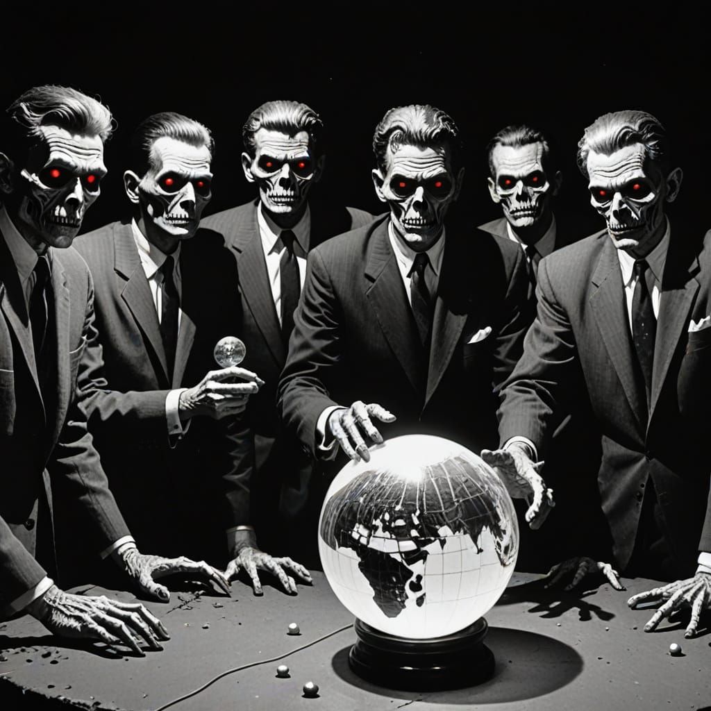 Crystal Ball Zombies in Art Brut Synthwave Style