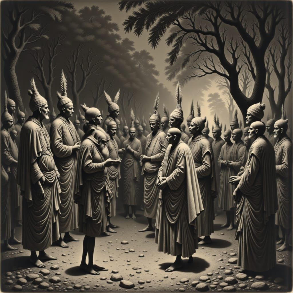 Litaruni Festival Procession in Mezzotint Style