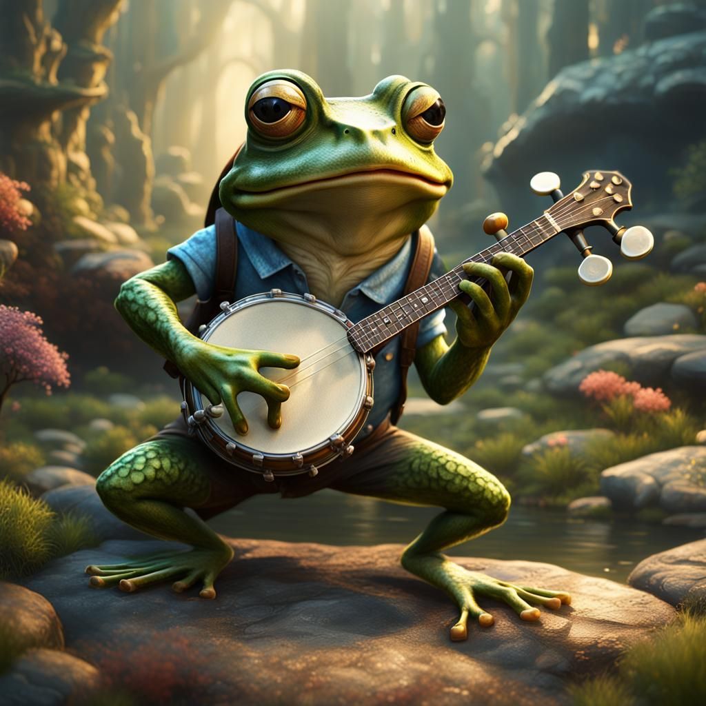 Frog Plays Banjo: Detailed Matte Painting