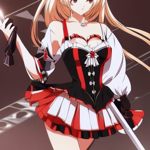 Anime Style Blonde Maid in Short Skirt