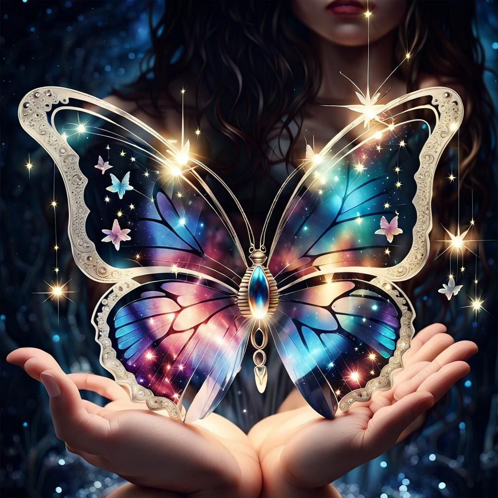 Crystal Butterfly in a Starry Universe