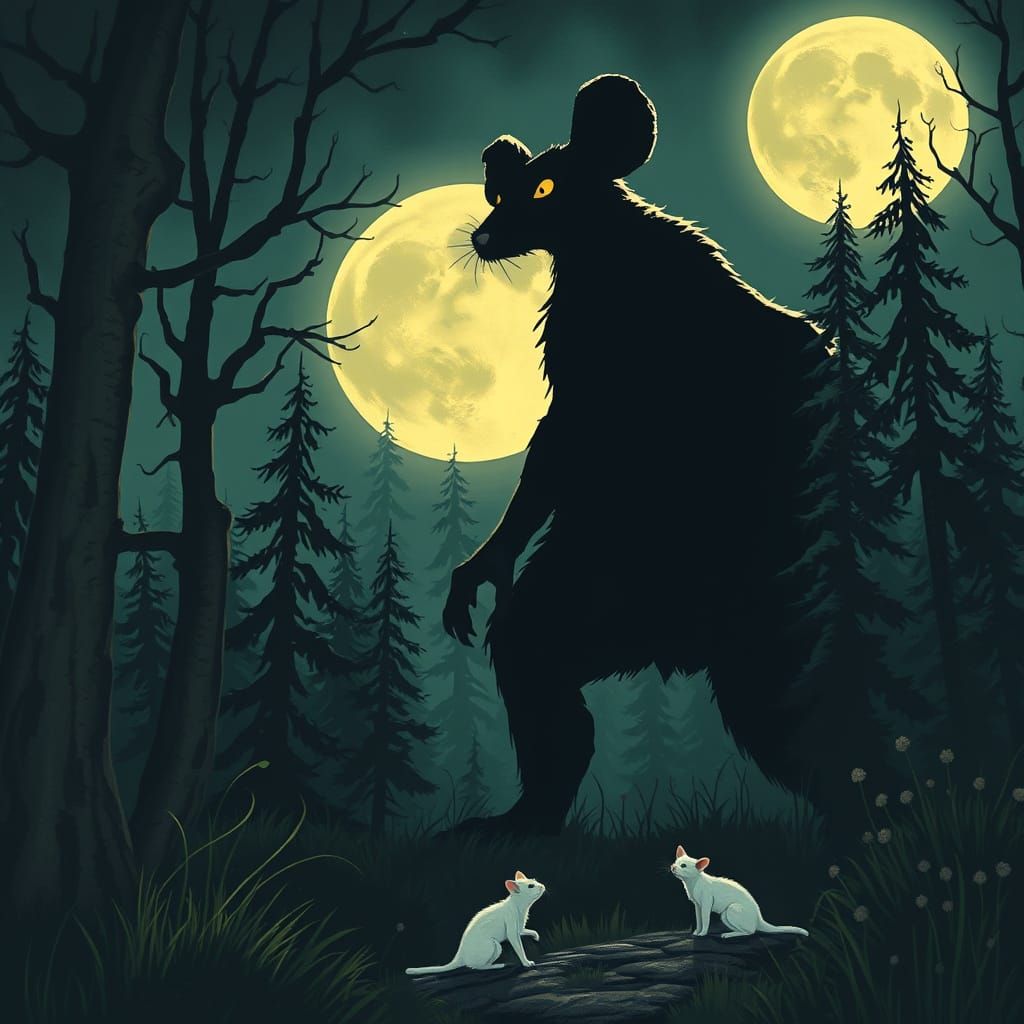 Moonlit Mouse Giant in Mystical Forest