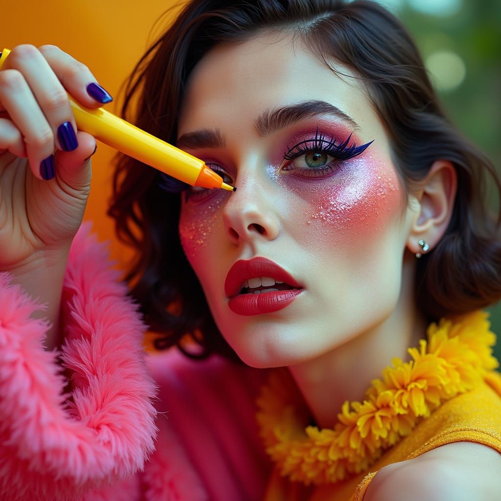 Edgy Editorial Portrait with Bold Colors and Symbolism