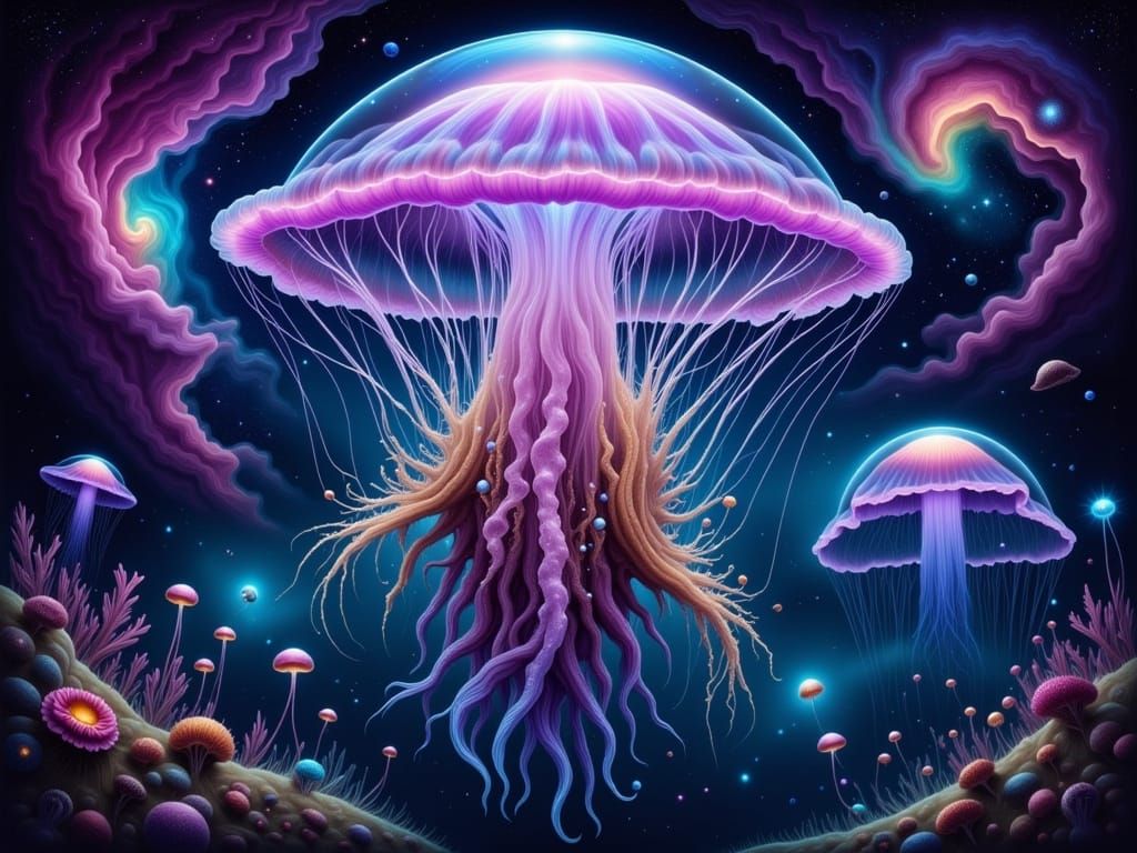 Majestic Jellyfish in Cosmic Bloom