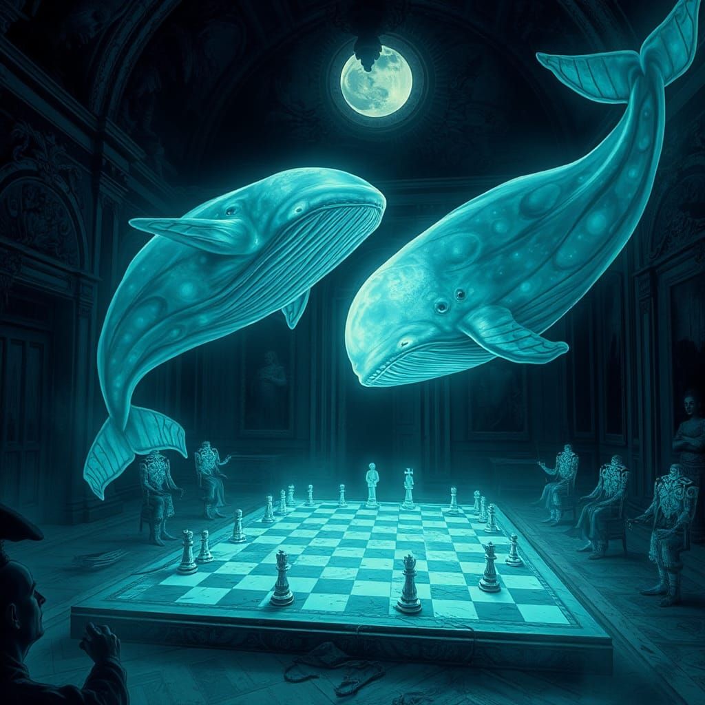 Telepathic Moon Whales Play Chess in Versailles