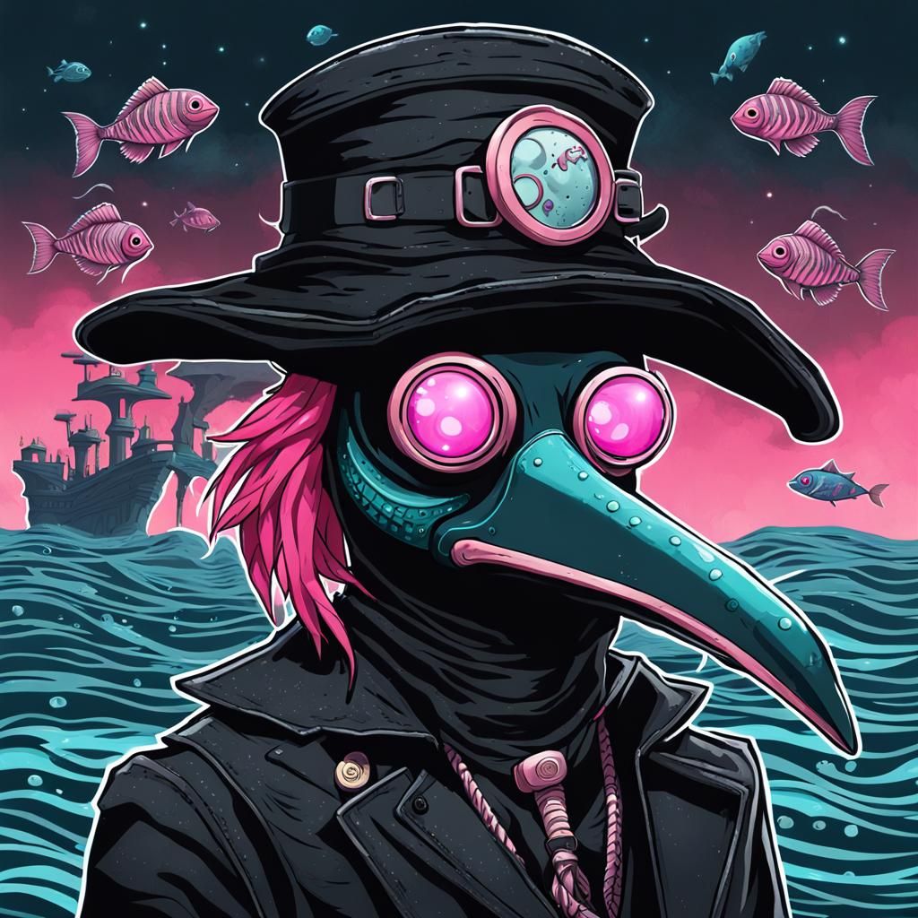 Steampunk Plague Doctor Mask in Moody Dark Night