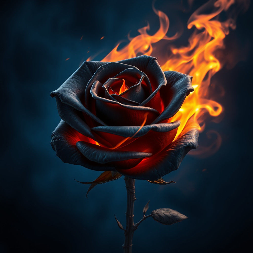 Flaming Black Rose Fantasy Concept Art