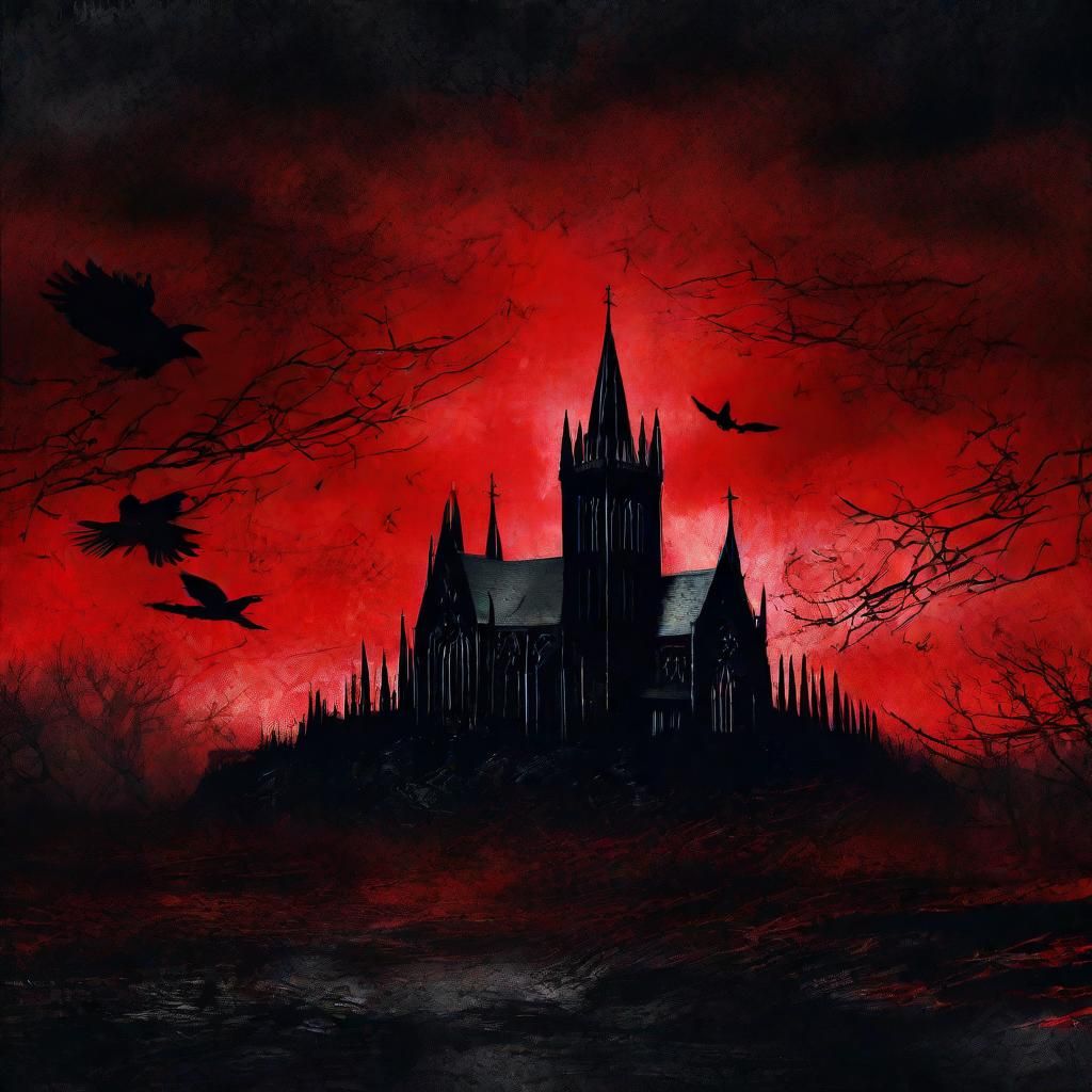 Grimdark Cathedral with Runes and Ravens