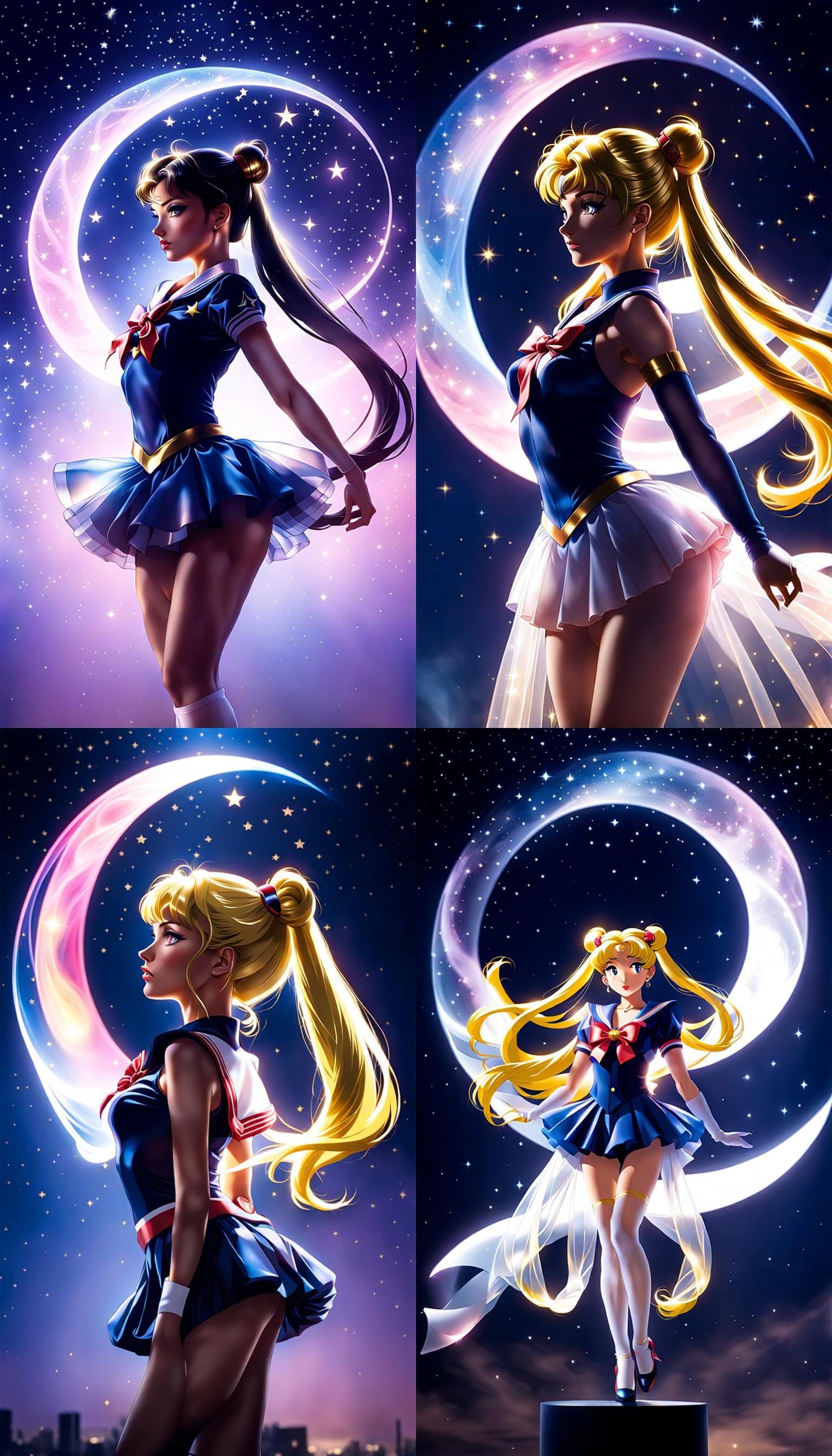 Sailor Moon Silhouette with Crescent Moon