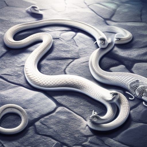 Black and White Snakes in 3D Cinematic Style