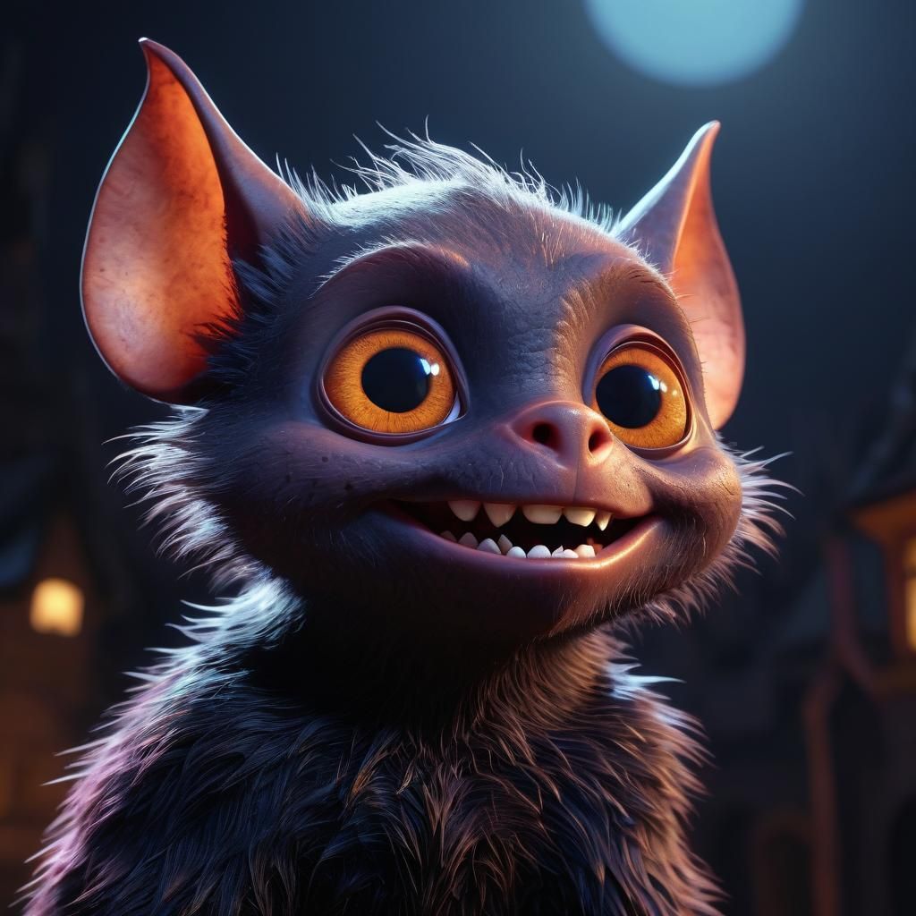 Cute Vampire Bat in Disney Pixar 3D Animation