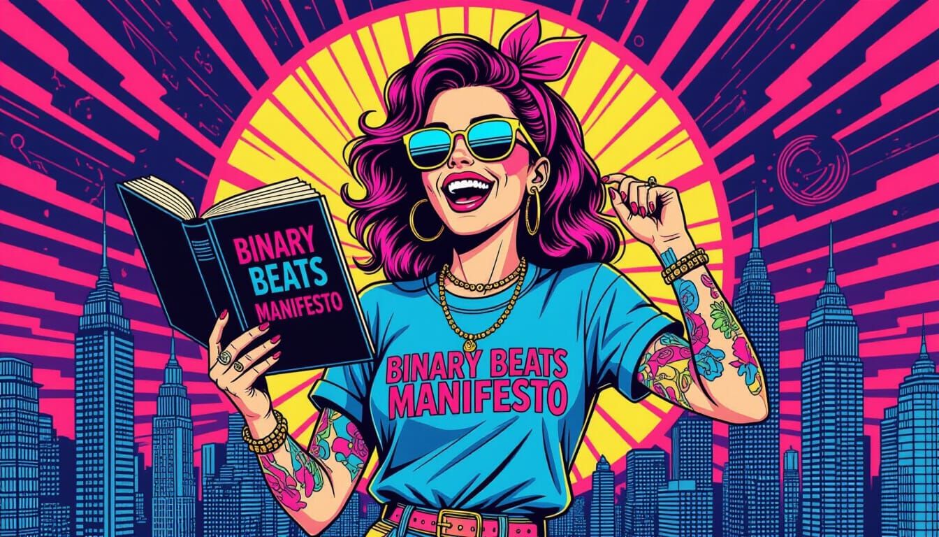 Hillbilly Hiphop Girl Polka Dancing in Vaporwave Art Deco