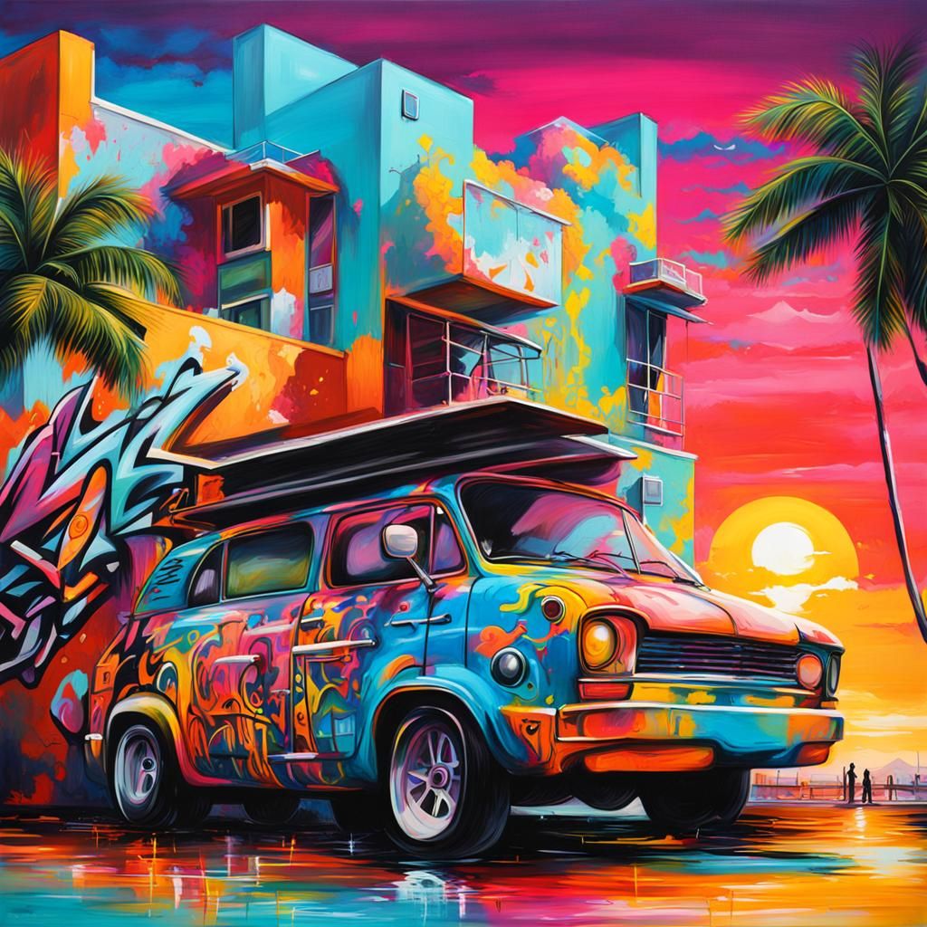 Miami Sunsets: Graffiti and Splash Art