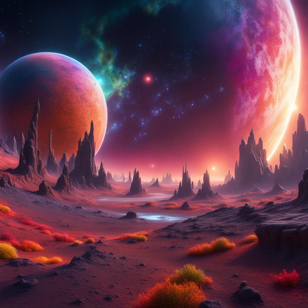 Colorful Planet in Space: Fantasy Concept Art