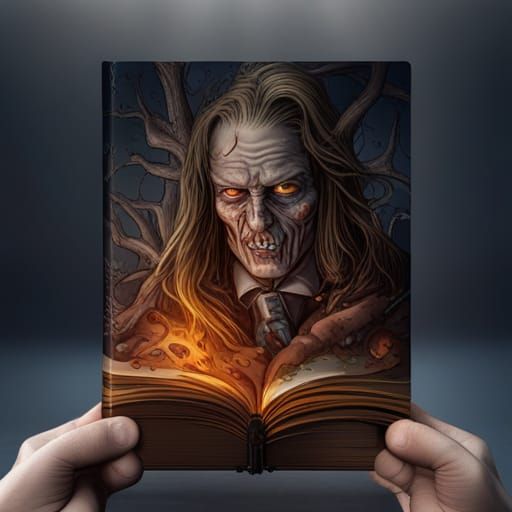 Horror Book Cover with Zombie Cowboy and Alien Monsters