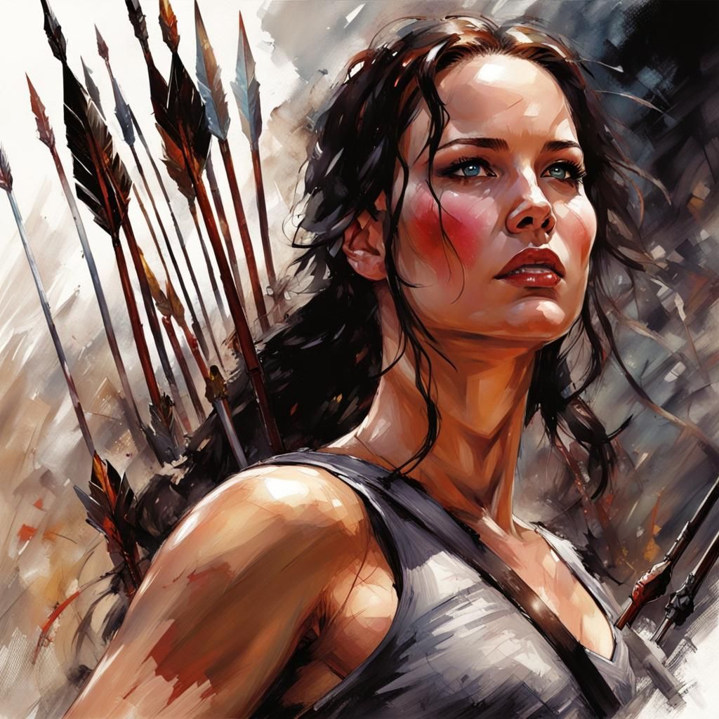 Katniss Everdeen: Arena Archer in Comic Book Style