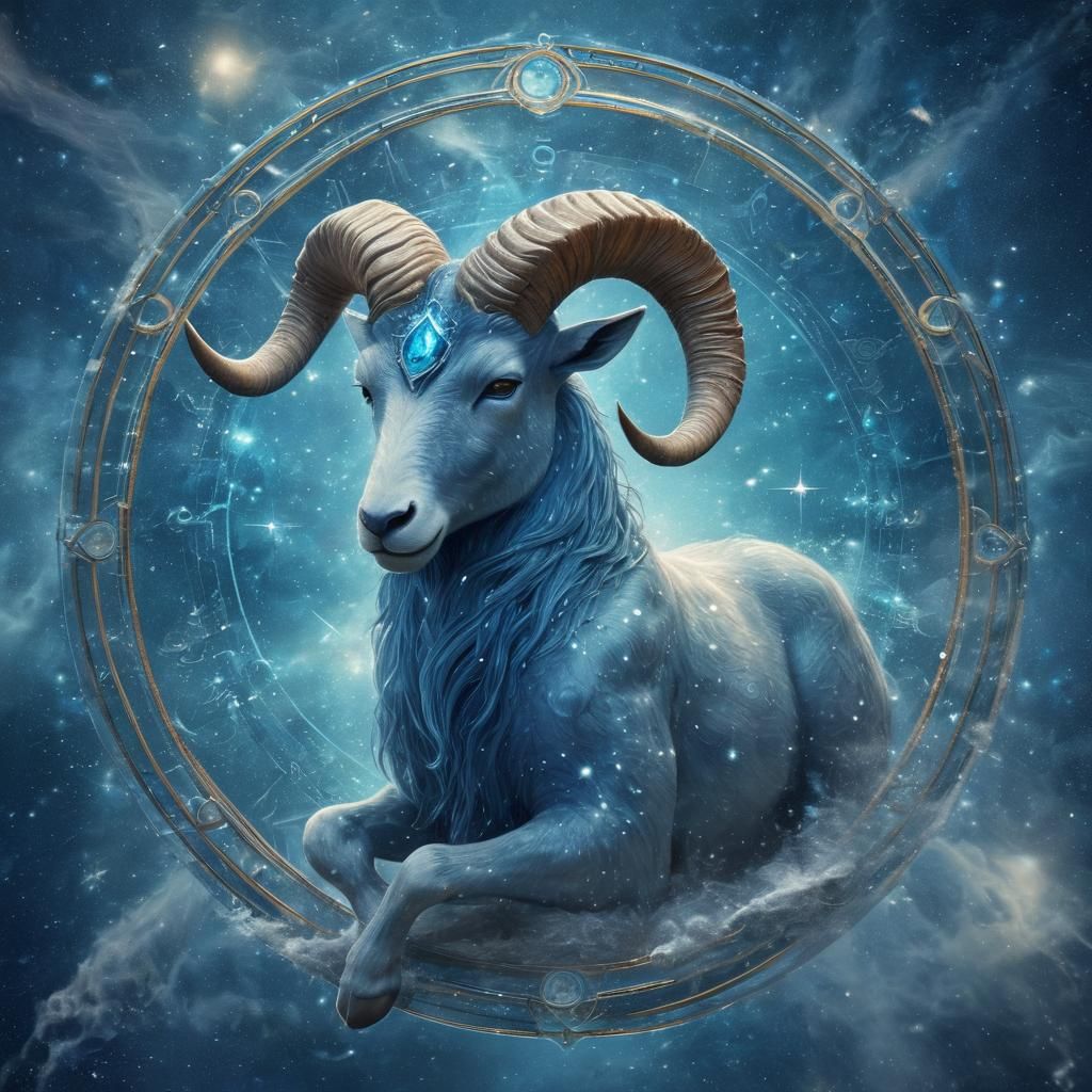 Capricorn Zodiac Sign in Colorful Cosmic Style