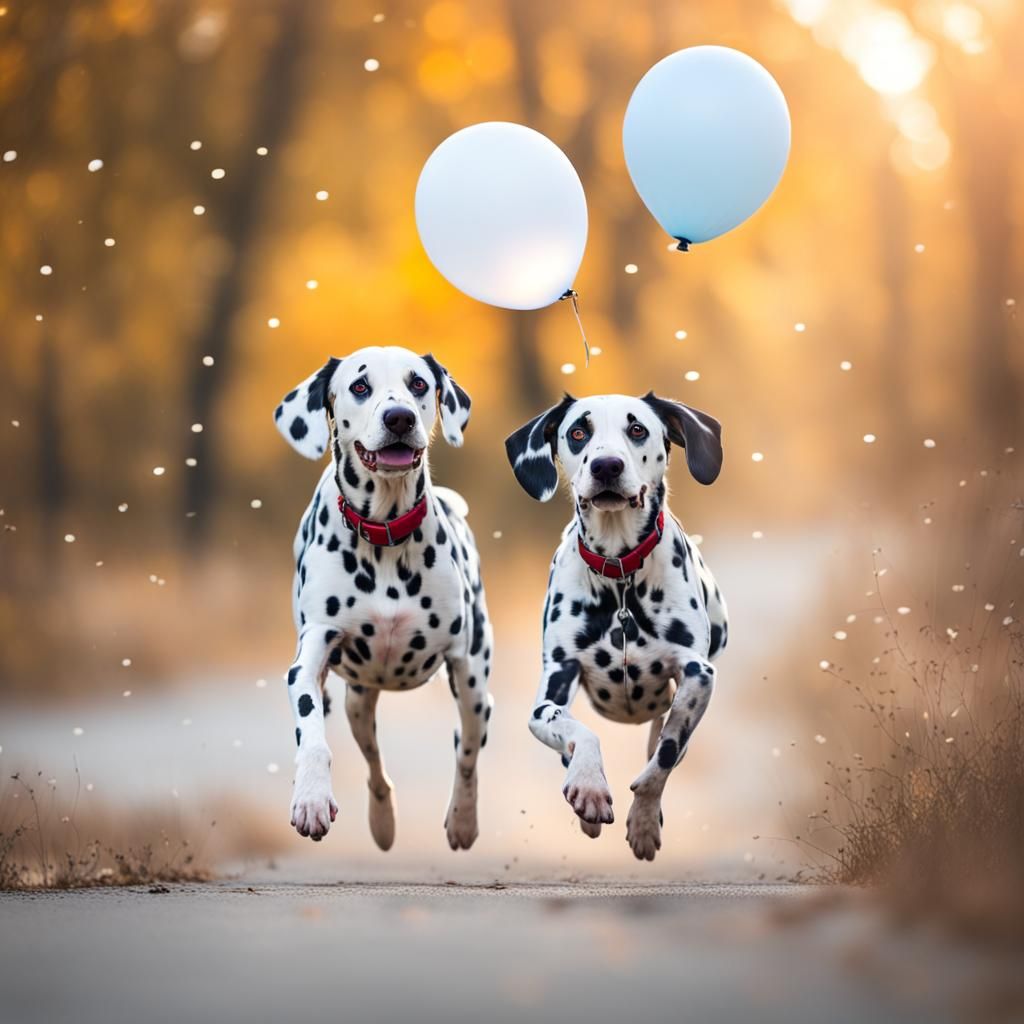 Dalmatian Balloons Float in the Sky: Photography