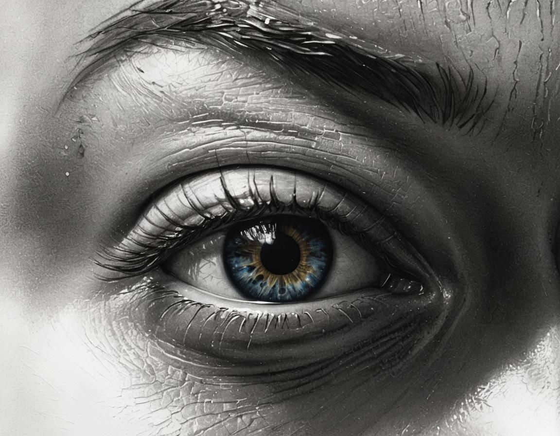 Surreal Woman's Face with Fingers Emerging from Eye