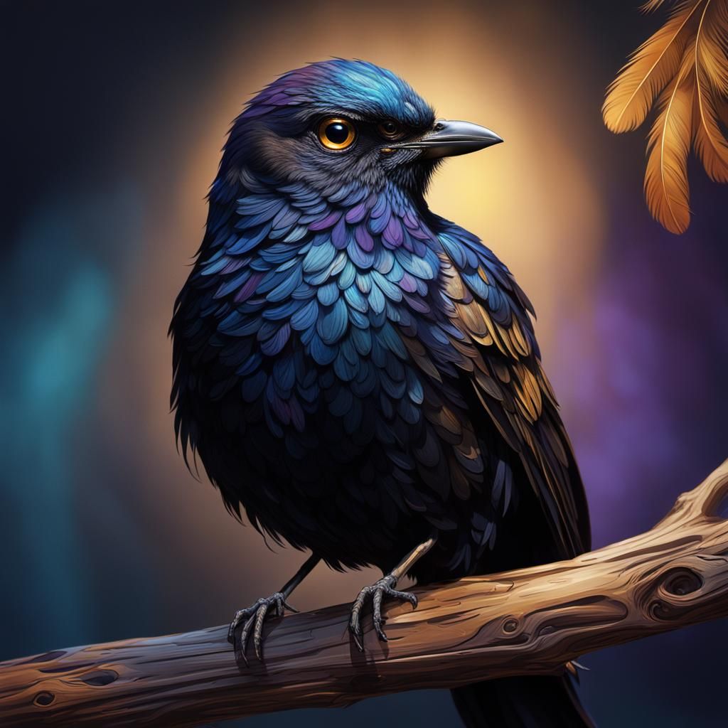 Blackbird Portrait in Hyperrealistic Style