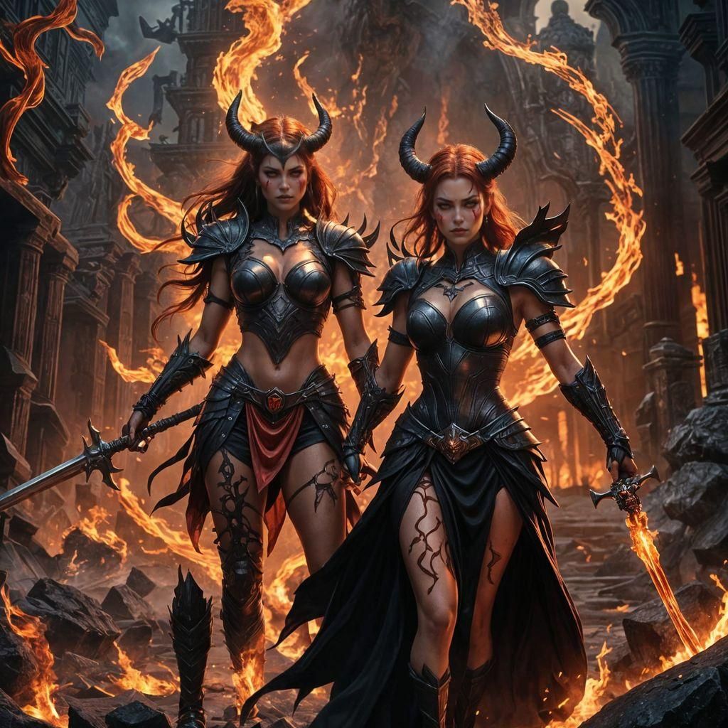 Epic Dark Fantasy Demon Warrior Portrait