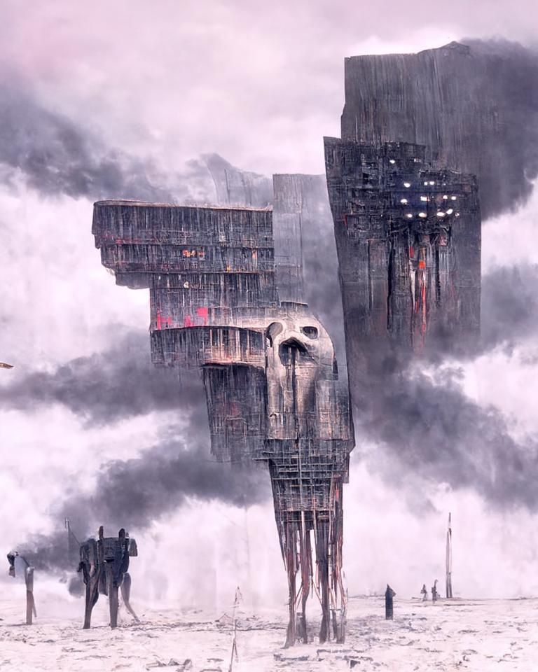 Dystopian Autocracy: Brutalist Post-Apocalyptic Concept Art