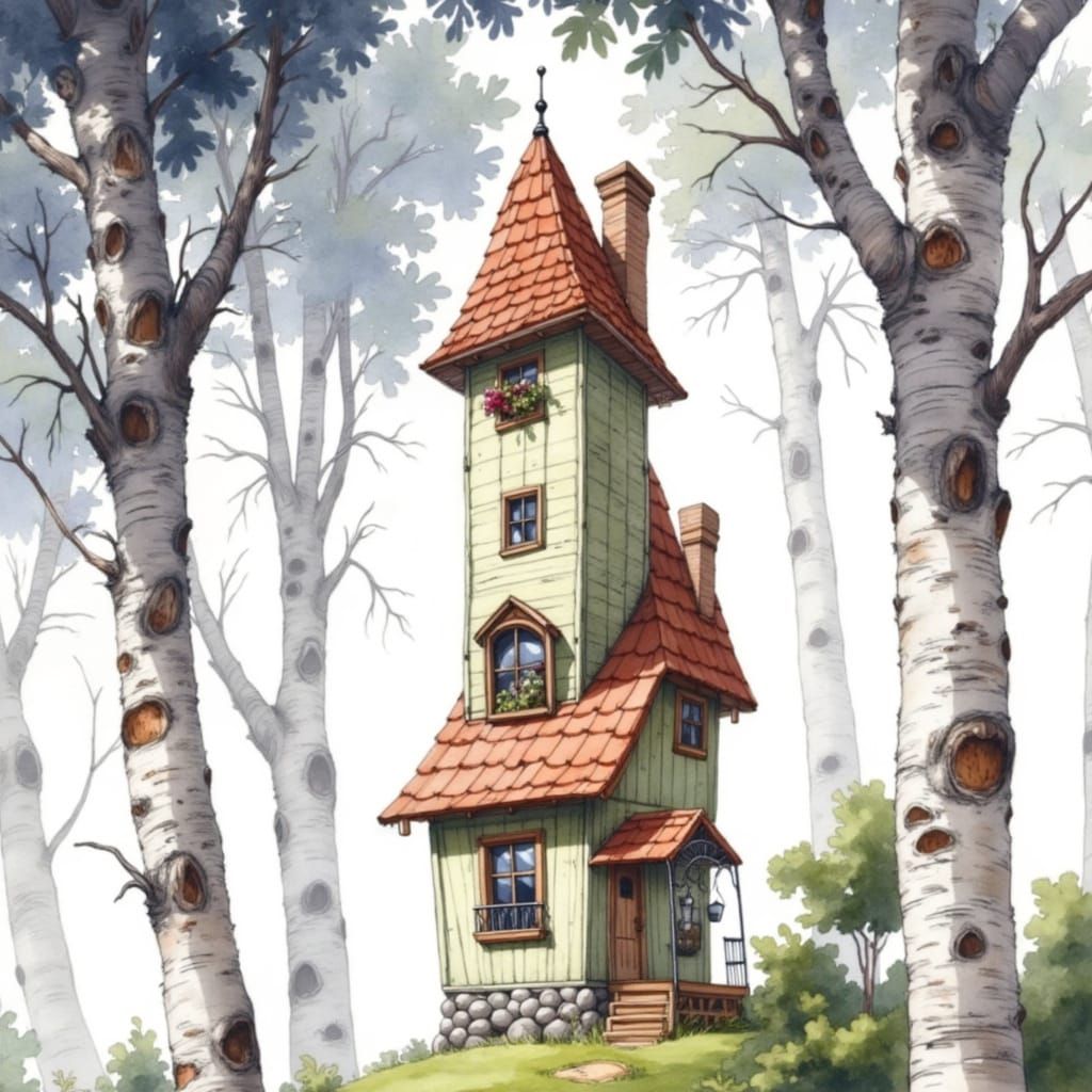 A quirky, asymmetric and very narrow two story clapboard hou...