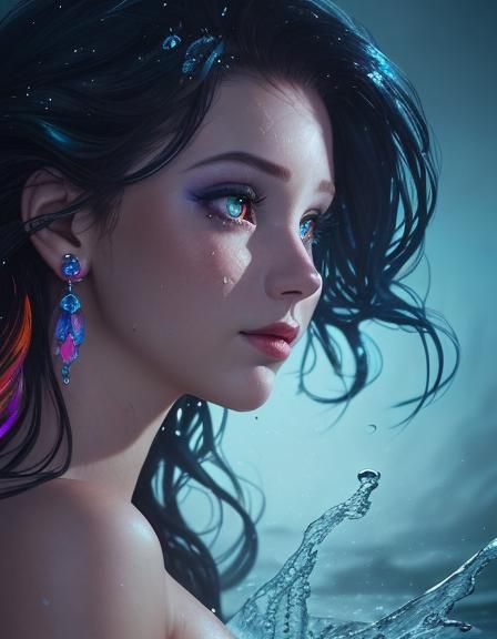 Hyperrealistic Little Mermaid with Shining Eyes