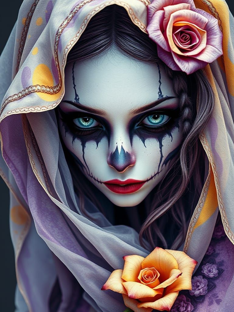 Tim Burton Style Bride Watercolor Art