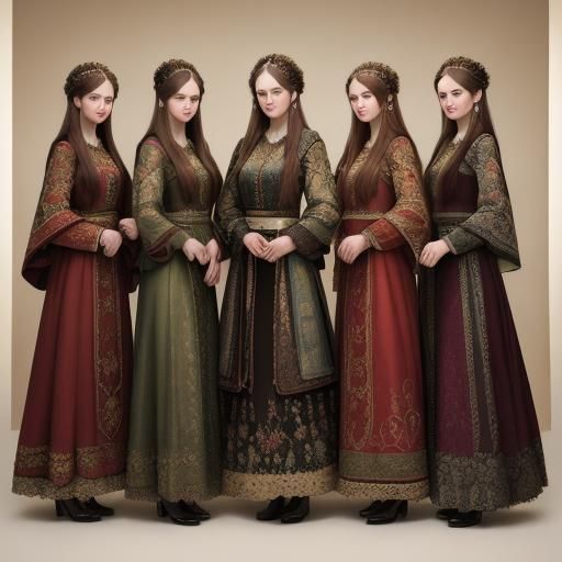 Scandinavian Sisters Portrait in Oil Painting Style