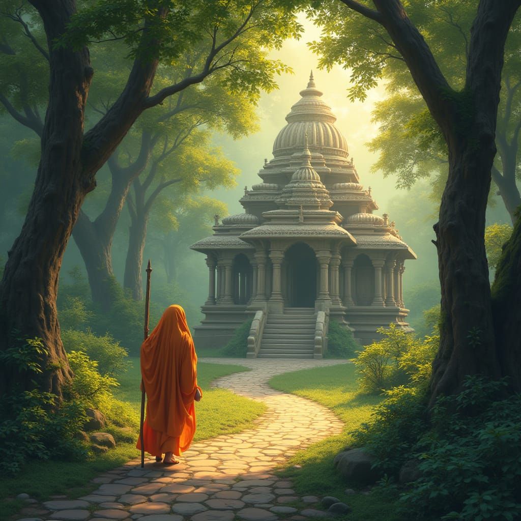 Temple Sanctuary in Soft Golden Light