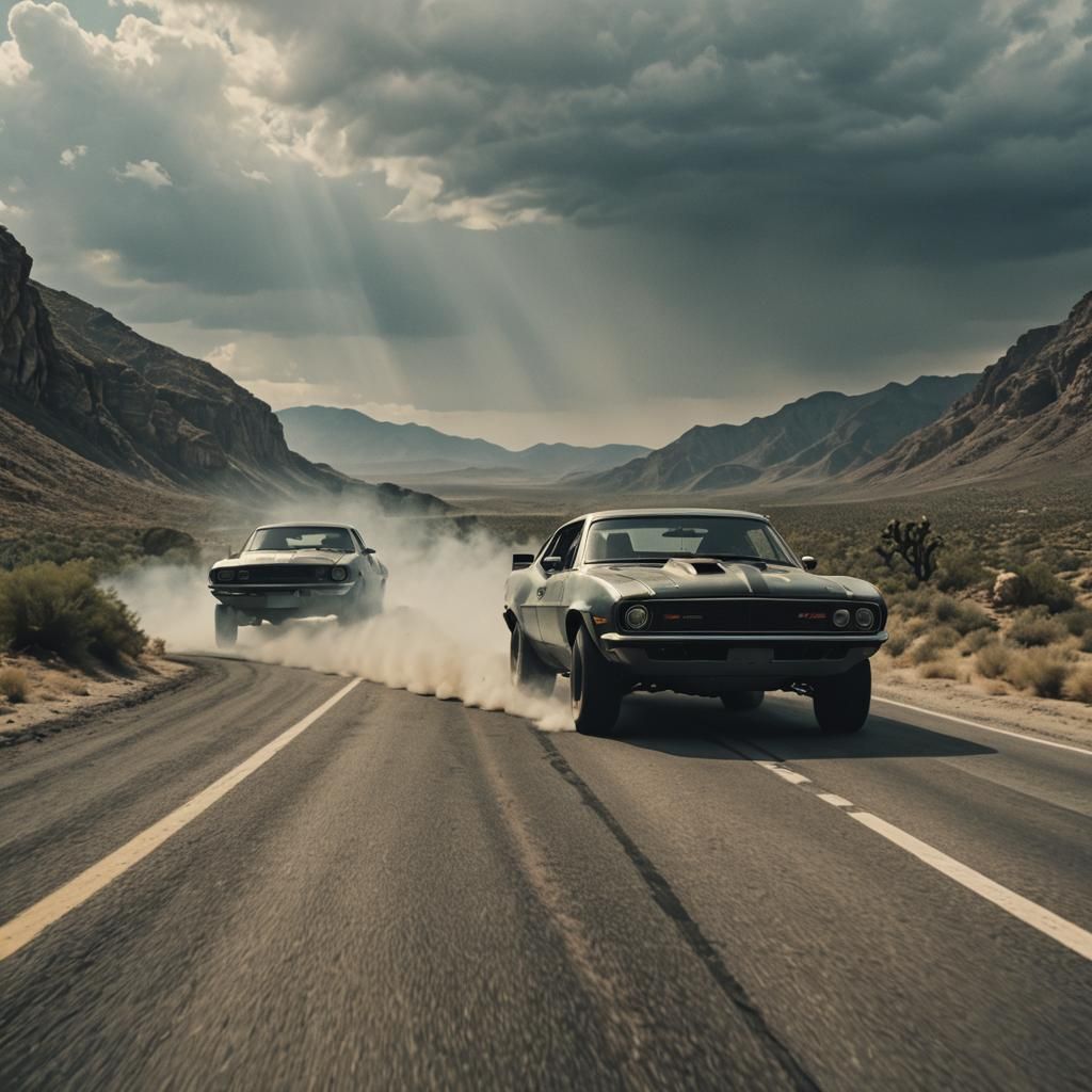 Cinematic Film Still of Fast and Furious Action