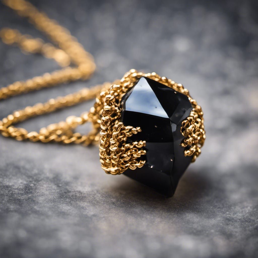 Obsidian Crystal Pendant on Gold Chain