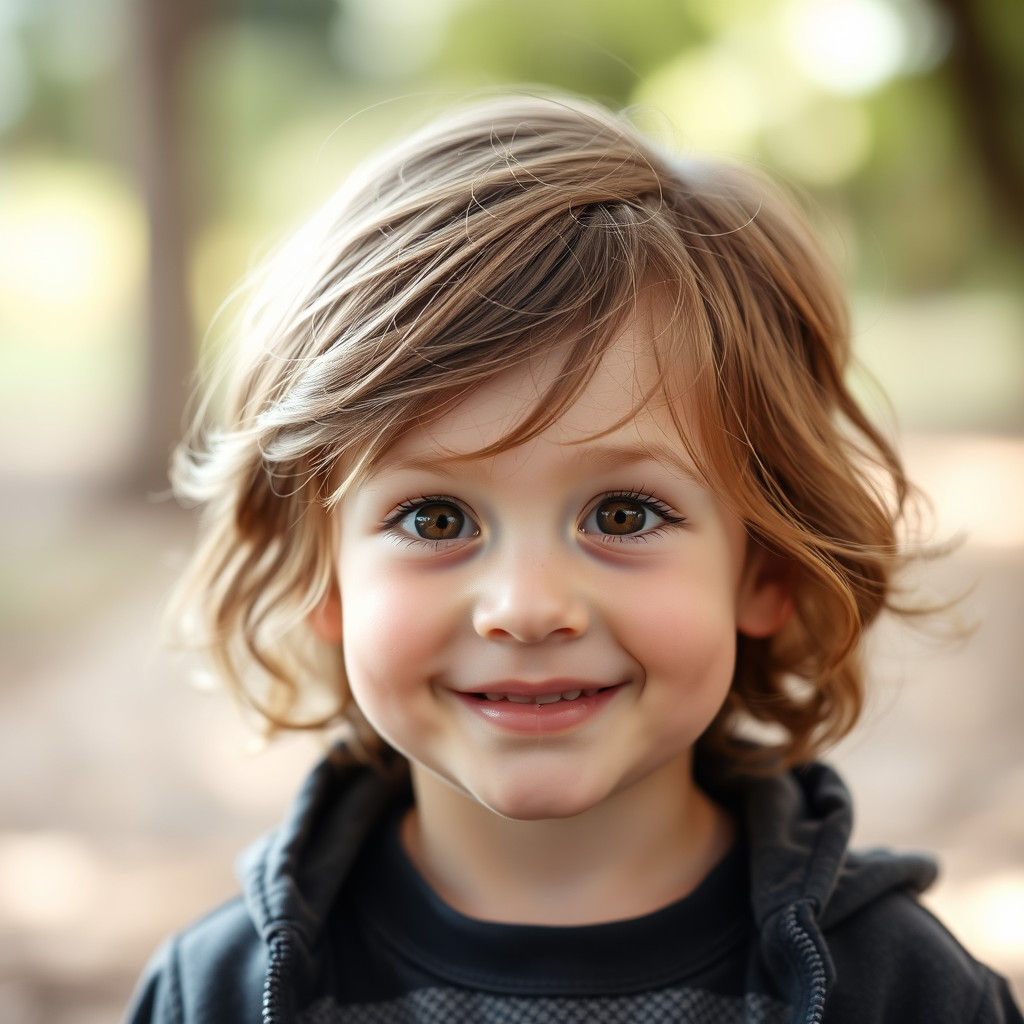 Cute 3-Year-Old Boy with Brown Hair, Professional Photo