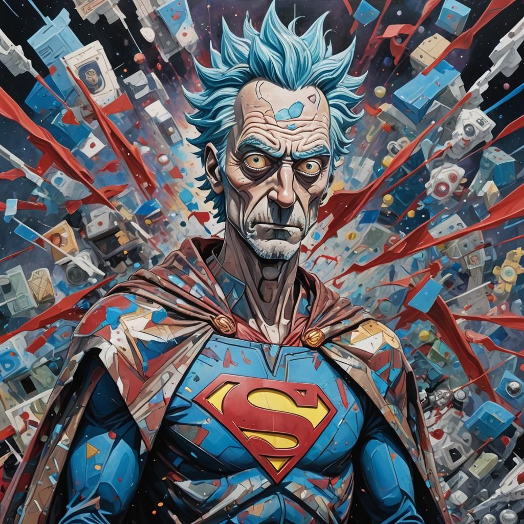 Rick Sanchez as Superman: Hyperdetailed Digital Painting