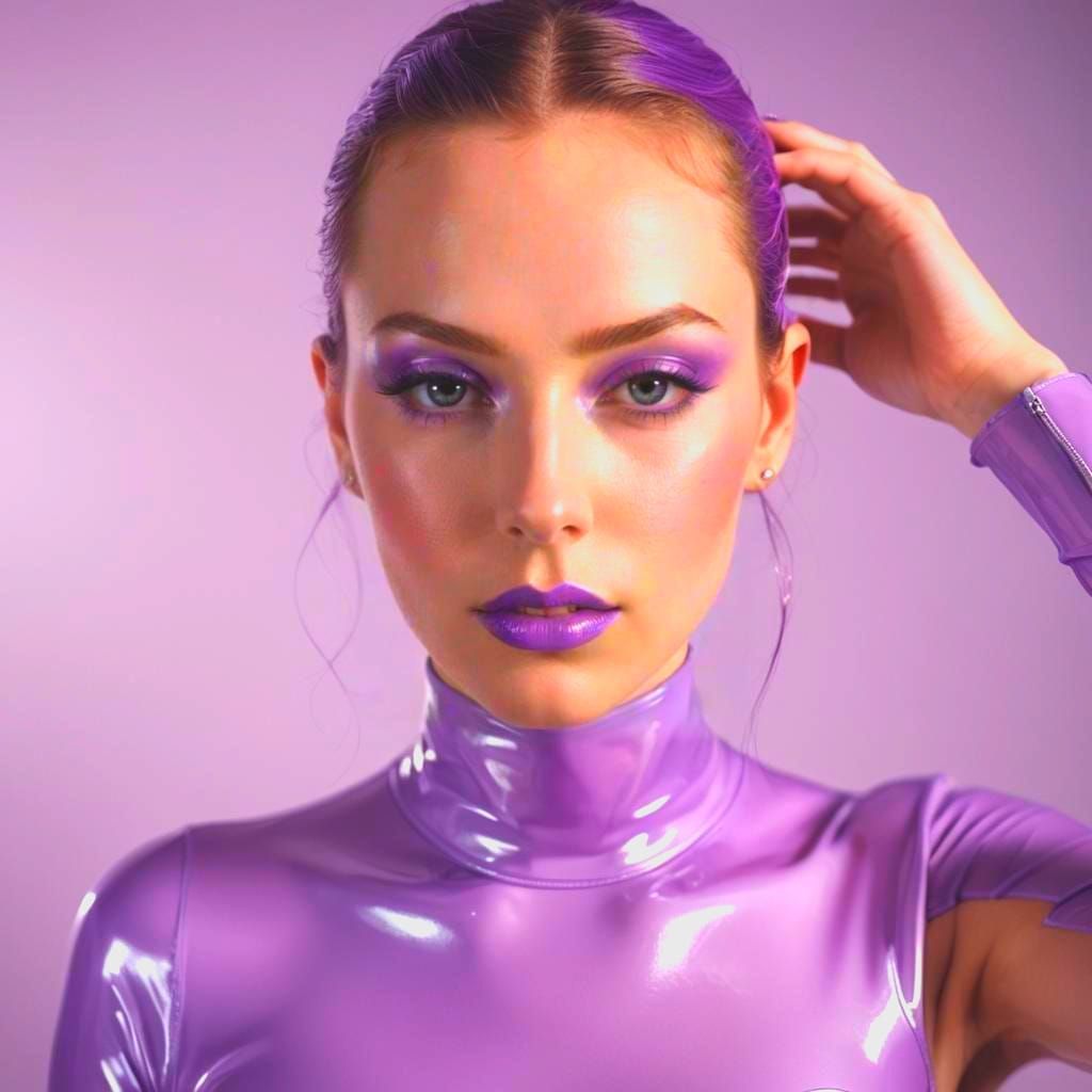Portrait of Woman in Light Purple Latex