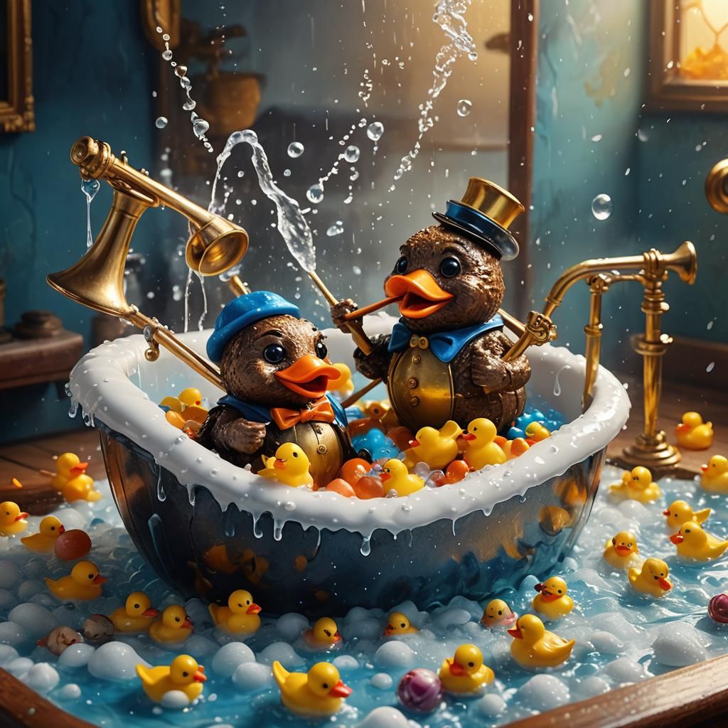 Meatball Trombone Bathtime: Whimsical Concept Art