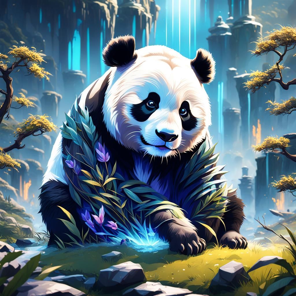 Fantastical Panda in Detailed Matte Painting