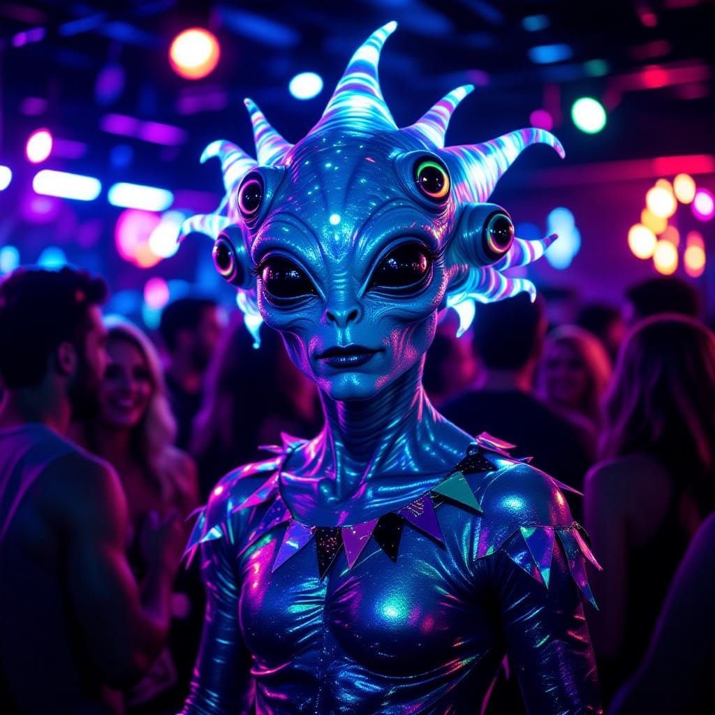 Alien Halloween Party in Underground Club